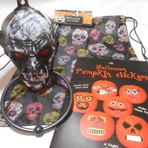 Halloween new Lot Tote reusable bag & sticker book & Skull face Door Knocker 💀